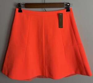 NWT J.Crew Neon Orange A-Line Mini Skirt Size 00 Summer Casual Women’s